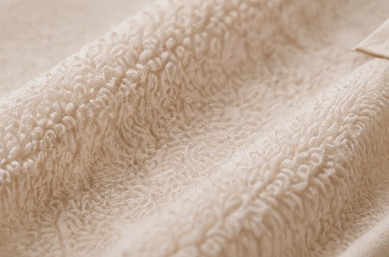 Macro close-up of plush soft terry loop texture